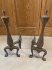Vintage Antique Pair Of Cast Iron Fireplace Andirons 19 75    Tall