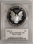 1991 S Pcgs Pr70 Dcam Silver Eagle Dollar Signed Cleveland  1 Coin Autograph