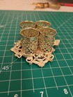 Vintage Ornate Gold Filigree 4 Slot Lipstick Holder Vanity Organizer Display