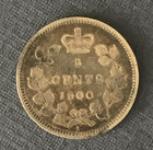 1900 Round O Canada 5 Cent Silver Coin - Toned Vg