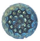 C1880s Victorian Glass Anemone Daisy Flower Gold Blue Carnival Luster Button Lot