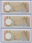 Greece Bank Of Greece 50 Drachmai 1935 P 104 Unc - 3 Sequential Serial Numbers