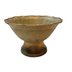 Vintage Solid Brass Decorative Pedestal Bowl Etched From India 6 5  W X 4 5  T