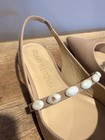 Stuart Weitzman Beige Patent Leather Flats Pointed Toe Beaded Women s Us 8