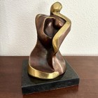 Anamaria Vieira Bronze Sculpture Statue 10 5    Abstract Couple Embrace Signed