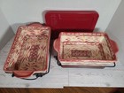 Temp-tations Old World 8in Ceramic 2 Baking Dishes  2 Trivets  2 Stands  1 Lid