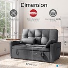 54  Modern Velvet Futon Sofa Bed Gray Pull-out Usb Convertible Cup Holder