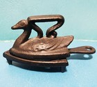 Vintage Cast Iron Miniature Swan Flat Iron   Matching Trivet By Iron Art