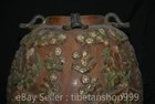 16 4  Old Chinese Dynasty Tang Sancai Pottery Beast Face Flower Pattern Pot Jar
