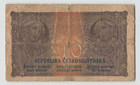 Czechoslovakia 10 Korun 1919  P-8 Issued Banknote  Low Grade But Rare  split  B5