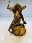 Antique Victorian Angel Cherub Gilt Bronze Clock  Made In France 7 3 4    Tall