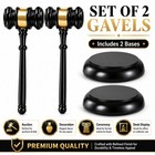 2pcs Wooden Gavel Sound Block Judge Hammer Auction Meeting Ceremony Display Gift