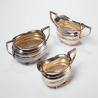 Potosi Silver Plate 6 Pc Half Fluted Tea Service Set Incl Teapot Sugar Creamer