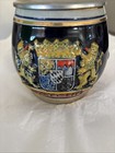 Vintage German Beer Stein With Pewter Lid Hand-painted 3d Bayern - Unusual Shape