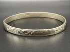 Vintage Mexico 925 Sterling Silver Bangle Bracelet Floral Pattern - 15 4 Grams