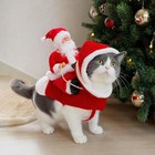 Dog Christmas Costume Santa Riding Pet Outfit With Hood Funny Cat Dog S-2xl