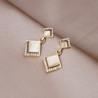 Gorgeous Women 925 Silver Earrings Elegant Crystal Opal Square Teardrop 1610