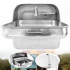 Rv Camper Caravan Folding Sink Stainless Steel Trailer Hand Wash Basin   Faucet