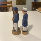 Vintage Hand Carved Wooden Folk Art Sea Sailor Ship Captain   Fisherman 6    Set 2