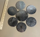 Set Of 6 Silver Metal Round Coasters 4 In Floral Vintage W  Holder