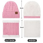 Womens Hat Scarf Gloves Set 3 Piece Beanie Touchscreen Knit Thermal Winter