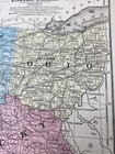 1853 Hand Colored Map Ohio  Indiana  Tennessee  Kentucky   Railroad  Clean Map