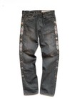 Men Women Denim Jeans Vintage Washed Rhinestone Summer Rivets Canvas Pants 