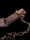 Antique Steel Animal Trap W Chain Ring Primitive Rustic Farm Hunting Decor