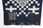 Meiji Antique Japanese Indigo Kasuri Fabric Boro Patchwork Geometric Flower 56 
