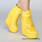Fashion Women s Ankle Boots Platform Lace Up Wedge Shoes Sweet Club Runway Lady
