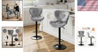 Bar Stools Set Of 2 Adjustable Faux Leather Swivel Counter Chairs Kitchen