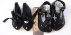 15 Pair Black Shoes For Antique Vintage Dolls Varied Sizes Leather Fabric Vinyl
