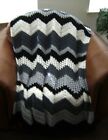 New Hand Crochet Black White Gray Ric Rac Ripple Afghan Lap Blanket Throw