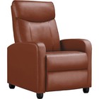 Push Back Theater Adjustable Recliner W  Footrest Brown Faux Leather Living Room