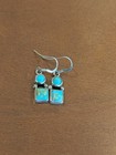 Vintage Native Southwest Turquoise  Sterling Silver Artisan Drop Dangle Earrings