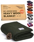  Heavyweight Merino Wool Throw Blanket - 66 X 90 In  80  80  Merino Wool Moss