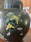 19th C  Antique Chinese Cloisonn   Enamel 7 5  Lidded Ginger Jar Black Floral
