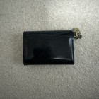 Coach Essential Flap Card Case Wallet Womens Os Black Patent Leather With Charms