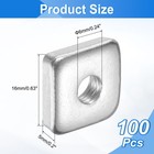 100pcs M6x16mmx5mm Square Nuts  Carbon Steel Zinc Plated Coarse Thread Nuts
