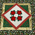 Christmas Quilt Throw Blanket Tablecloth Decor -poinsettia Wreath Applique 40x40