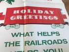 Vintage Railroad Poster 60s Train Railway Safety Sign 17 X 22 Holiday Greetings