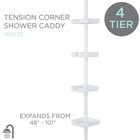 4 Tier Tension Corner Shower Organizer Caddy Bathroom Storage Shelves Hooks New