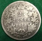 1872-h Canada Victoria Silver 25 Cents Coin Km 5