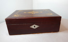 Antique Gilded And Inlaid Wood Lidded Sewing Box Or A Trinket Box