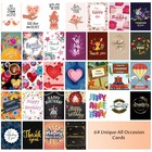 64 Pack All Occasion Cards Assortment Box With Envelopes   Stickers  4  6 Inch   