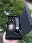 Porsche Crest Keyring Key Chain Leather Exquisite Set Gift Box Fast Ship