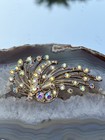 Beautiful Big Colorful Flower Antique Art Nouveau Rhinestone Silver Tone Brooch