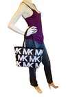 Michael Kors Jet Set Medium Carryall Black Multi Logo Tote Tech-friendly Bag Nwt