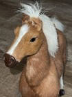 Horse Figure Realistic Model Plastic Body Real Fur 15  White Brown Tan Pony Vgc