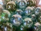 Antique Japanese Glass Fishing Floats Hand-blown Set Of 5  Green   Blue  4-inch